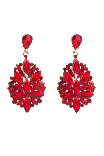 Czerwona Rhinestone Kolczyki Na Studniówkę